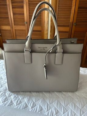 kate spade Pebbled Leather Satchel in Light Gray